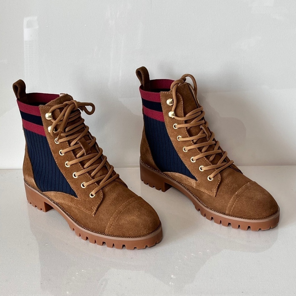 Cecelia New York Theo Knit Detail Lace-Up Boots
